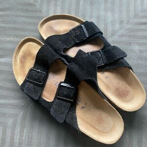 Birkenstock Black Suede Sandals with soft foot bed